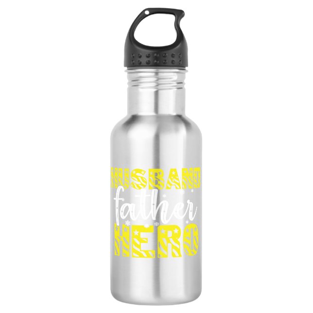 Daddy Gift Husband Father Hero Edelstahlflasche (Vorderseite)