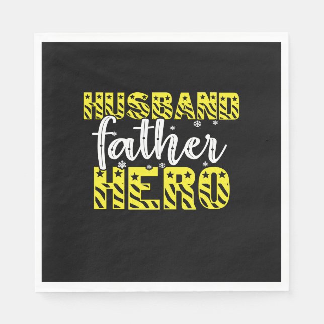 Daddy Gift Husband Father Hero Serviette (Vorderseite)