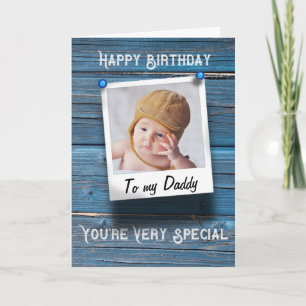 Daddy Happy Geburtstag Foto Template Rustic Blue Karte