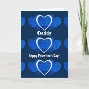 Daddy / Happy Valentine's Day - Blue Hearts Feiertagskarte