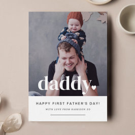Daddy Heart - Foto-Karte des ersten Vaters Einladung