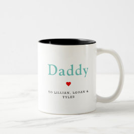 Daddy Heart Modern Vatertag Kindernamen Zweifarbige Tasse