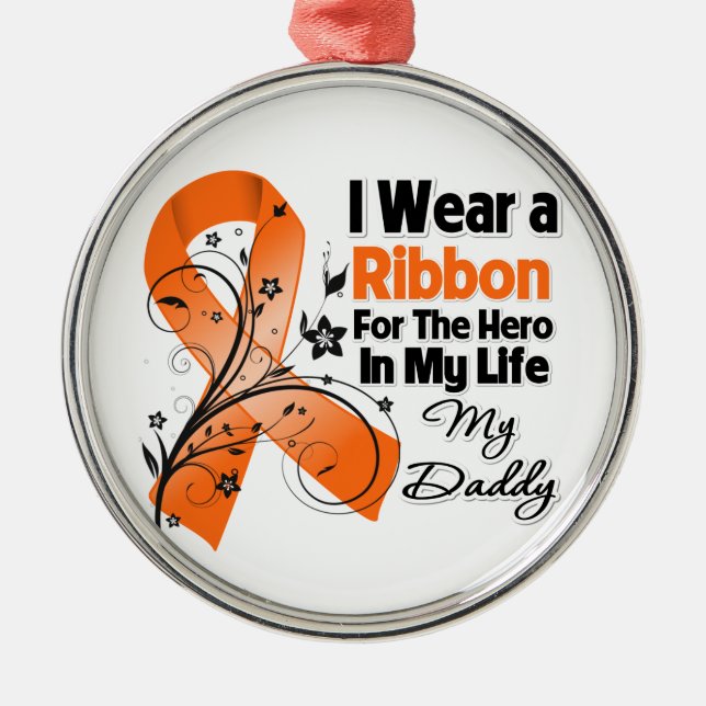 Daddy Hero in My Life Leukemia Silbernes Ornament (Vorne)
