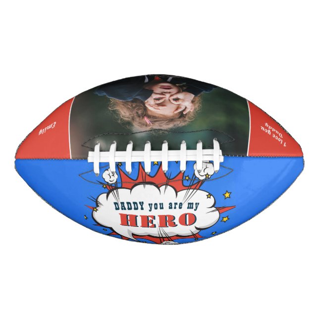 Daddy Hero Superhero Vater Fathers Day Foto Football (Vorderseite)