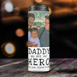 Daddy Hero Typografy Vatertag Foto Thermosbecher