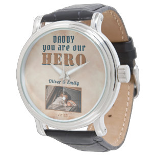 Daddy Hero Wasserfarbe Vatertag Foto  Armbanduhr