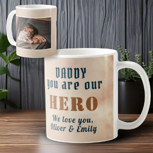 Daddy Hero Watercolor Vatercolor - Foto der Famili Kaffeetasse