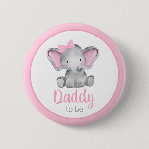 Daddy ist Elephant Girl Baby Shower Button
