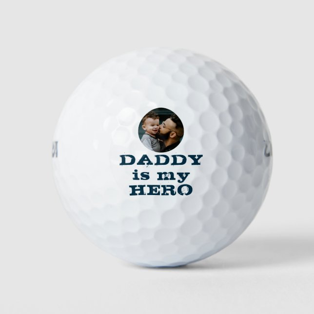 Daddy ist mein Helden Vater Foto Vatertag Golfball (Vorderseite)