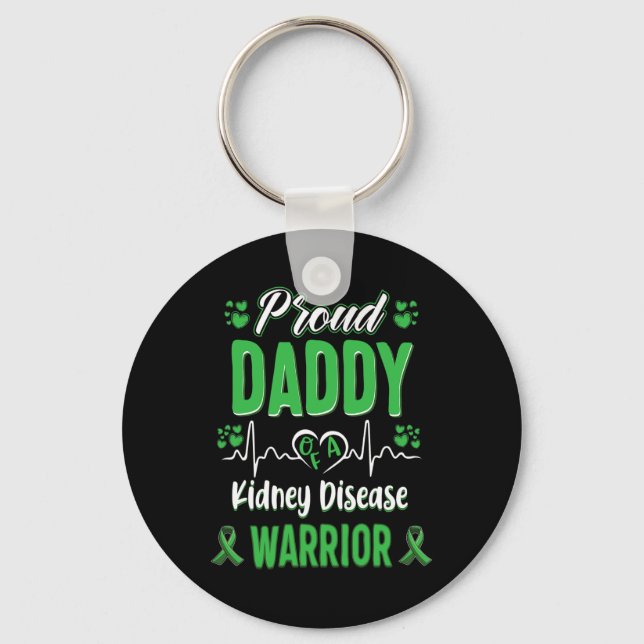 Daddy Kidney Disease Warrior Awareness Ribbon Gree Schlüsselanhänger (Vorderseite)