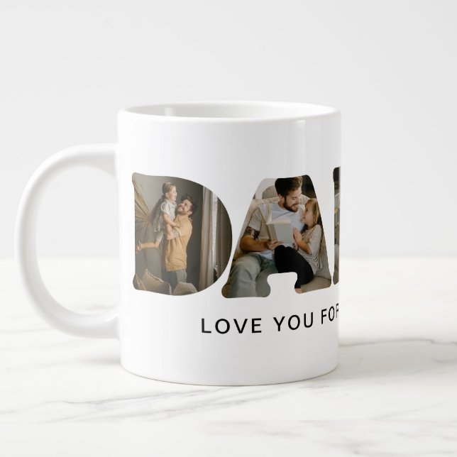 DADDY Letter Photo Collage Jumbo-Tasse (Links)