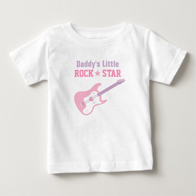 Daddy Little Rock Star Pink Gitarre für Baby Girls T-shirt (Vorderseite)