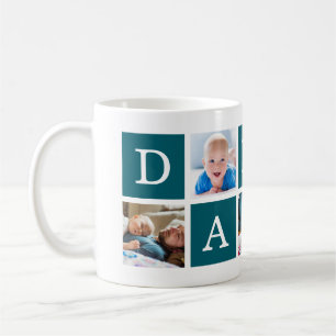 Daddy Minimal Color Block Foto Collage Blau Kaffeetasse