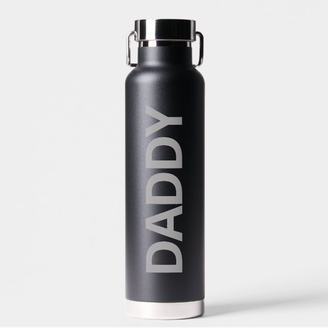 Daddy Modern Black & Gray Water Flasche (Vorne)