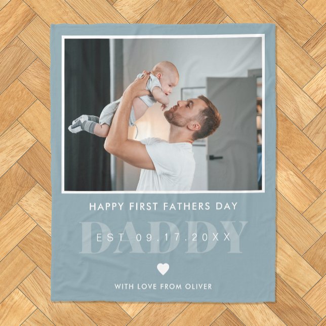 Daddy Modern First Vathers Day Foto Fleecedecke (Von Creator hochgeladen)