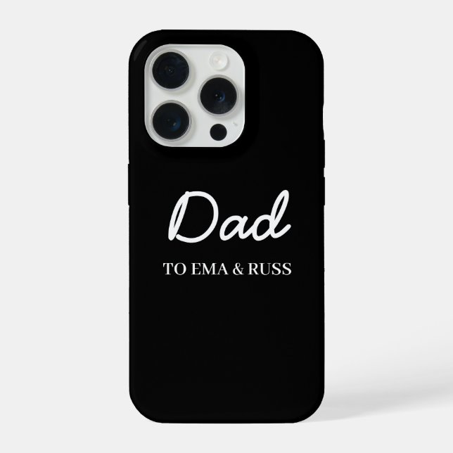 Daddy Modern Kids Names Father's Day Black iPhone Hülle (Rückseite)