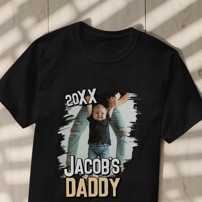 Daddy Modern Simple Grunge Custom Baby Foto T-Shirt (Von Creator hochgeladen)