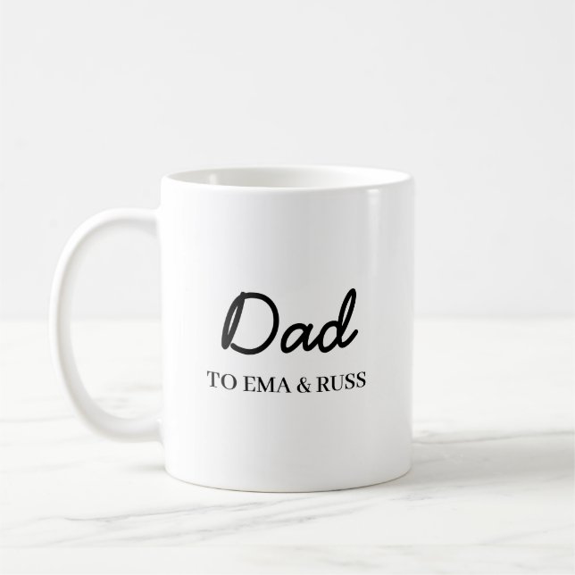 Daddy Modern Vatertag Kinder Namen Schrift Kaffeetasse (Links)