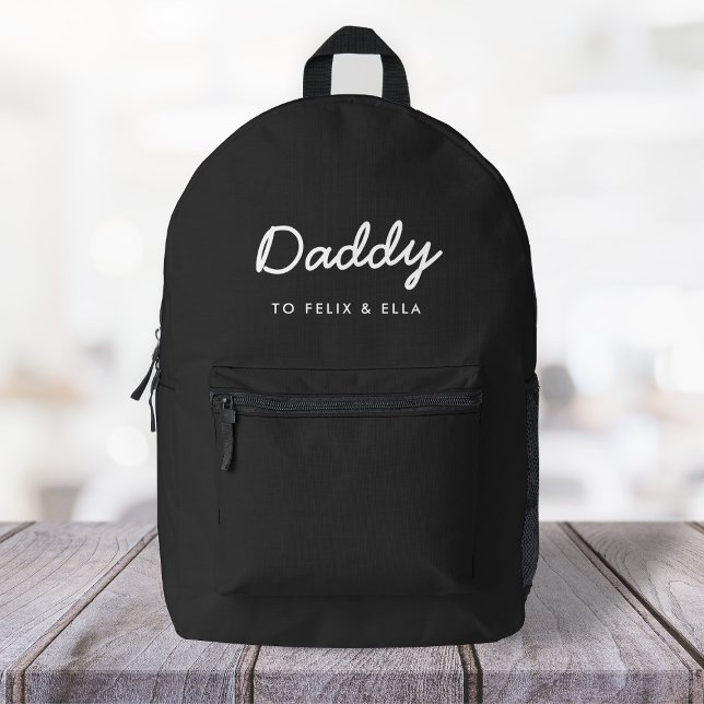 Daddy | Moderne Kinder heißen schwarz Bedruckter Rucksack (Von Creator hochgeladen)