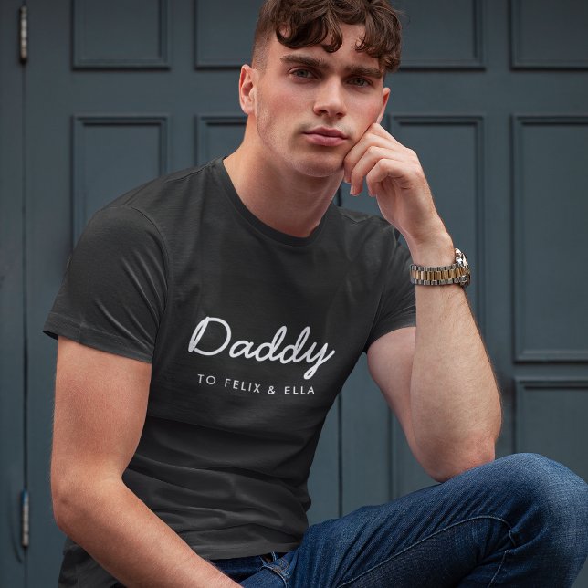 Daddy | Moderne Kinder heißen Vatertag schwarz T-Shirt (Von Creator hochgeladen)