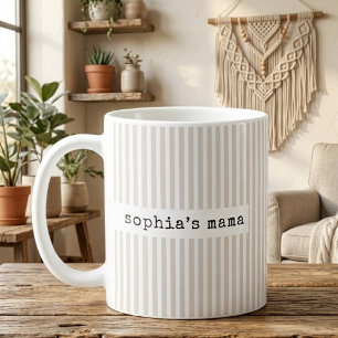 Daddy Mommy Beige Streifen Mom Baby Enthüllung C Kaffeetasse