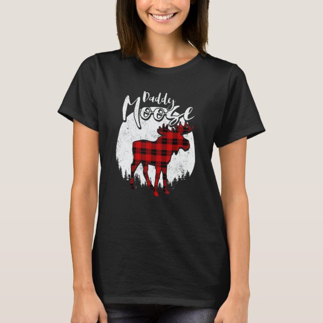 Daddy Moose Red Plaid Buffalo Matching Family Paja T-Shirt (Vorderseite)