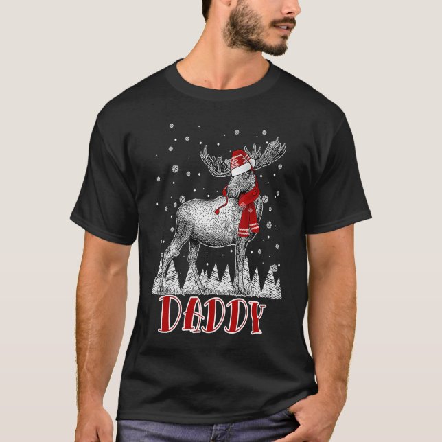 Daddy Moose Wear Weihnachtsmannmütze Matching Fami T-Shirt (Vorderseite)