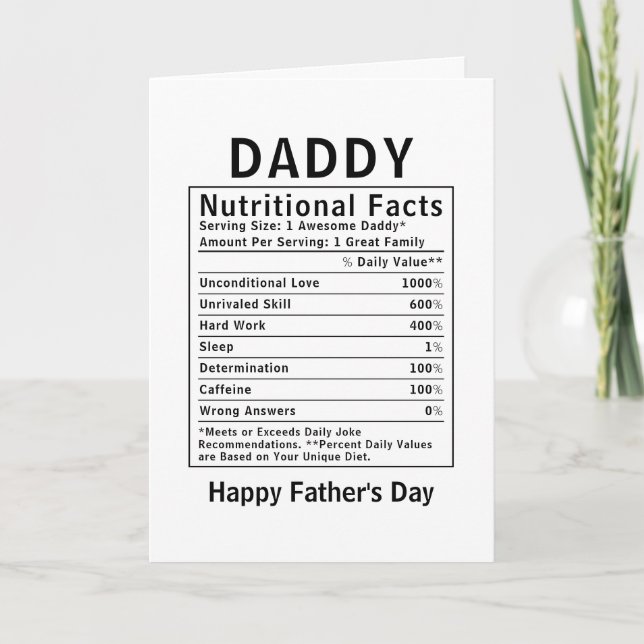 Daddy Nährwertangaben Vatertagsgeschenke Karte (Vorderseite)