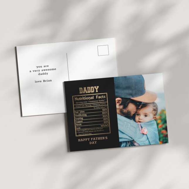Daddy Nutritional Facts Vatertag Postcard Postkarte (Von Creator hochgeladen)
