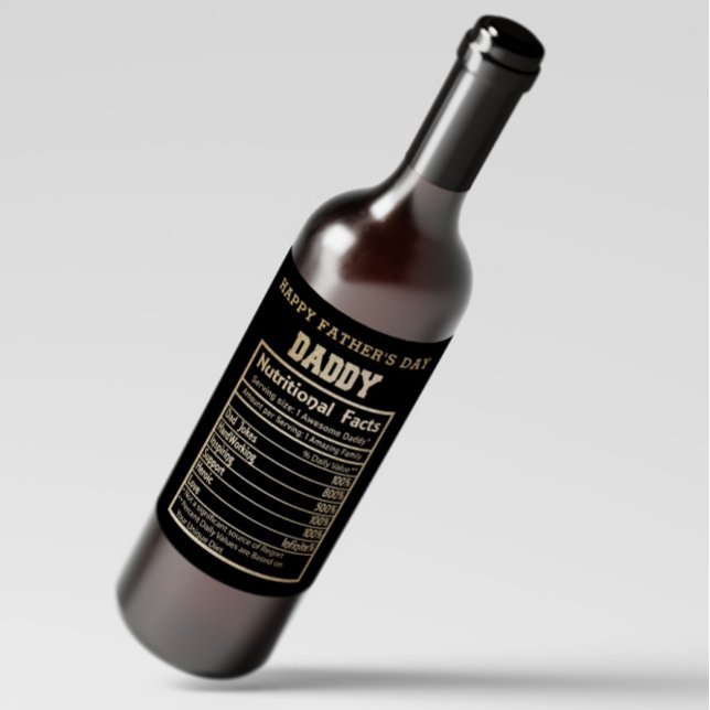Daddy Nutritional Facts Vatertag Weinetikett (Von Creator hochgeladen)