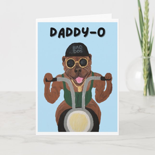  Daddy-O Frohen Vatertag Pit Bull Biker Karte (Vorderseite)