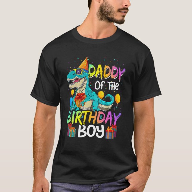 Daddy Of The Birthday Boy Matching Family Dinosaur T-Shirt (Vorderseite)