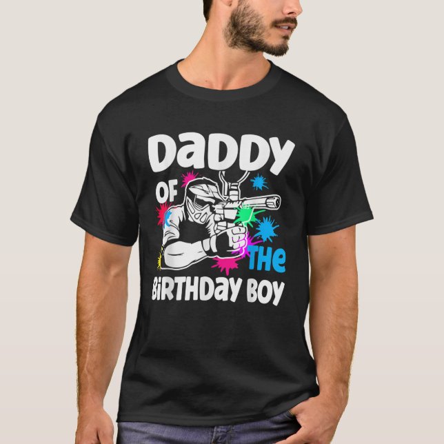 Daddy of the Birthday Boy Paintball Sport Family M T-Shirt (Vorderseite)