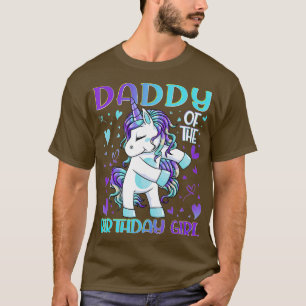 Daddy of the Birthday Girl Flossing Unicorn Dad Da T-Shirt