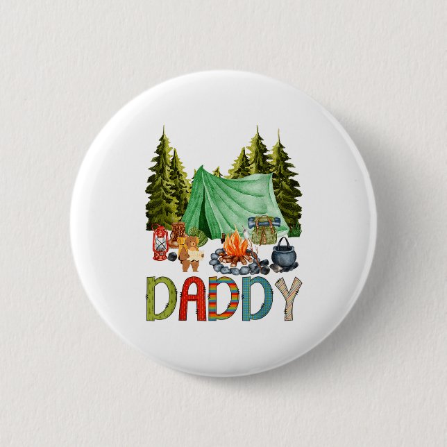 Daddy Of The Happy Camper 1st Birthday Bear Camng  Button (Vorderseite)