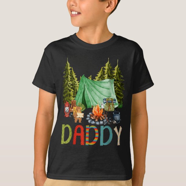 Daddy Of The Happy Camper 1st Birthday Bear Camng  T-Shirt (Vorderseite)