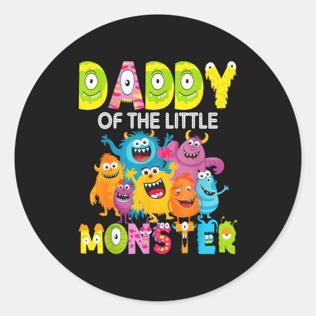 Daddy Of The Little Monster 1st Birthday Boy Party Runder Aufkleber (Vorderseite)