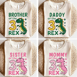 Daddy of the Three-Rex Matching Dinosaur Birthday T-Shirt