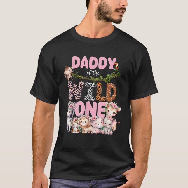 Daddy of The Wild One 1st Birthday Girl Kids Safar T-Shirt (Vorderseite)