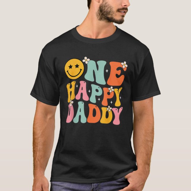 Daddy One Happy Dude Dada 1st Birthday Family Matc T-Shirt (Vorderseite)