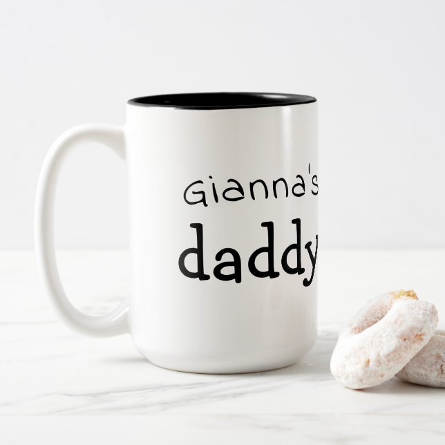 Daddy Personalisiert Fun Schwarz-weiß Zwei-Tone-Ta Zweifarbige Tasse (Mit Donut)