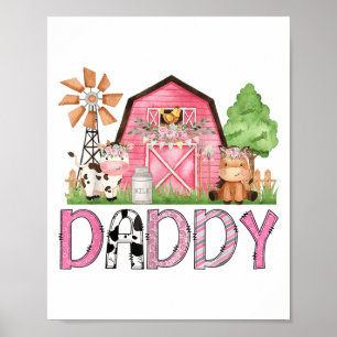 Daddy Pink Bauernhof-Tier-Geburtstag Kinder passen Poster