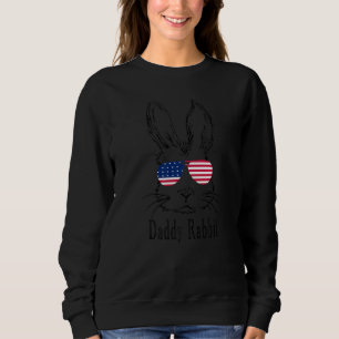 Daddy Rabbit Gesicht mit Sonnenbrille American Fla Sweatshirt
