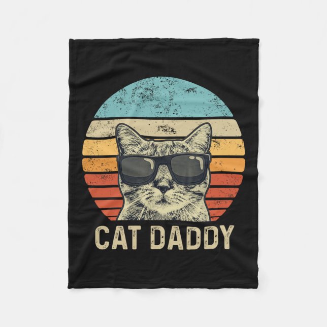 Daddy Retro Cat Sungles Cool Cat Vater Geschenke F Fleecedecke (Vorderseite)
