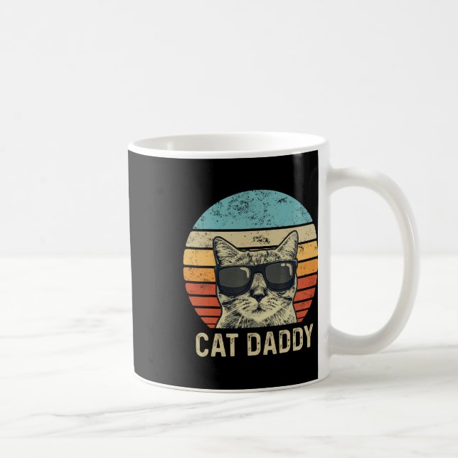 Daddy Retro Cat Sungles Cool Cat Vater Geschenke F Kaffeetasse (Rechts)