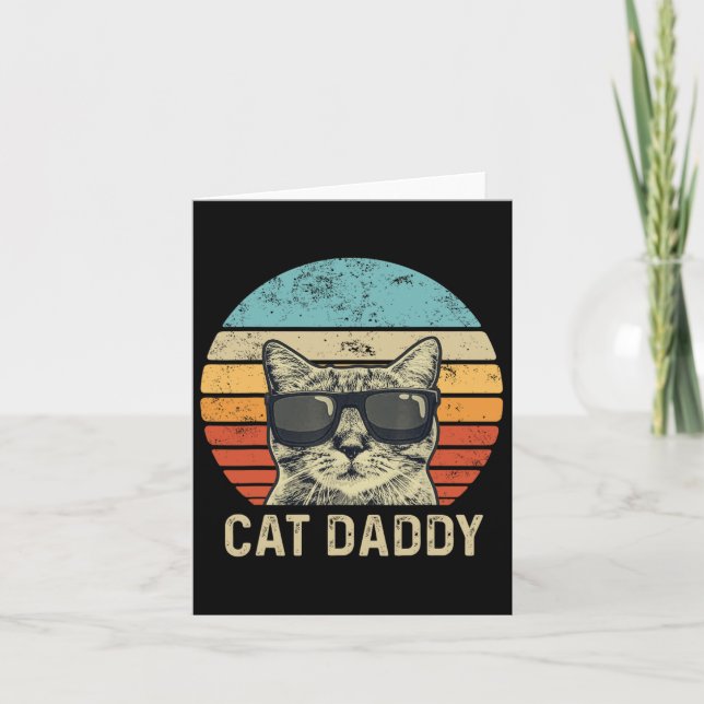 Daddy Retro Cat Sungles Cool Cat Vater Geschenke F Karte (Vorderseite)