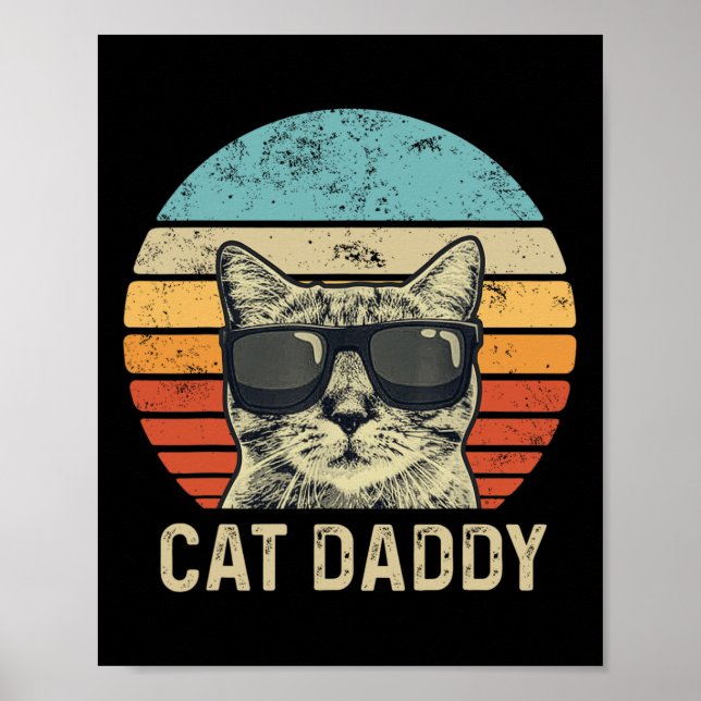 Daddy Retro Cat Sungles Cool Cat Vater Geschenke F Poster (Vorne)