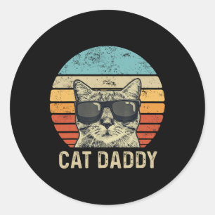 Daddy Retro Cat Sungles Cool Cat Vater Geschenke F Runder Aufkleber