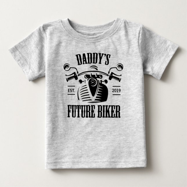 Daddy’s Future Biker Motorcycle Skull Personalized Baby T-shirt (Vorderseite)