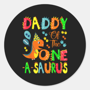 Daddy Saurus 1. Geburtstag Dinosaurier Runder Aufkleber